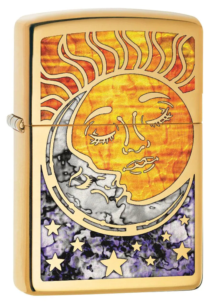 Zippo Custom Lighter: Fusion Sun and Moon - High Polish Brass 78780